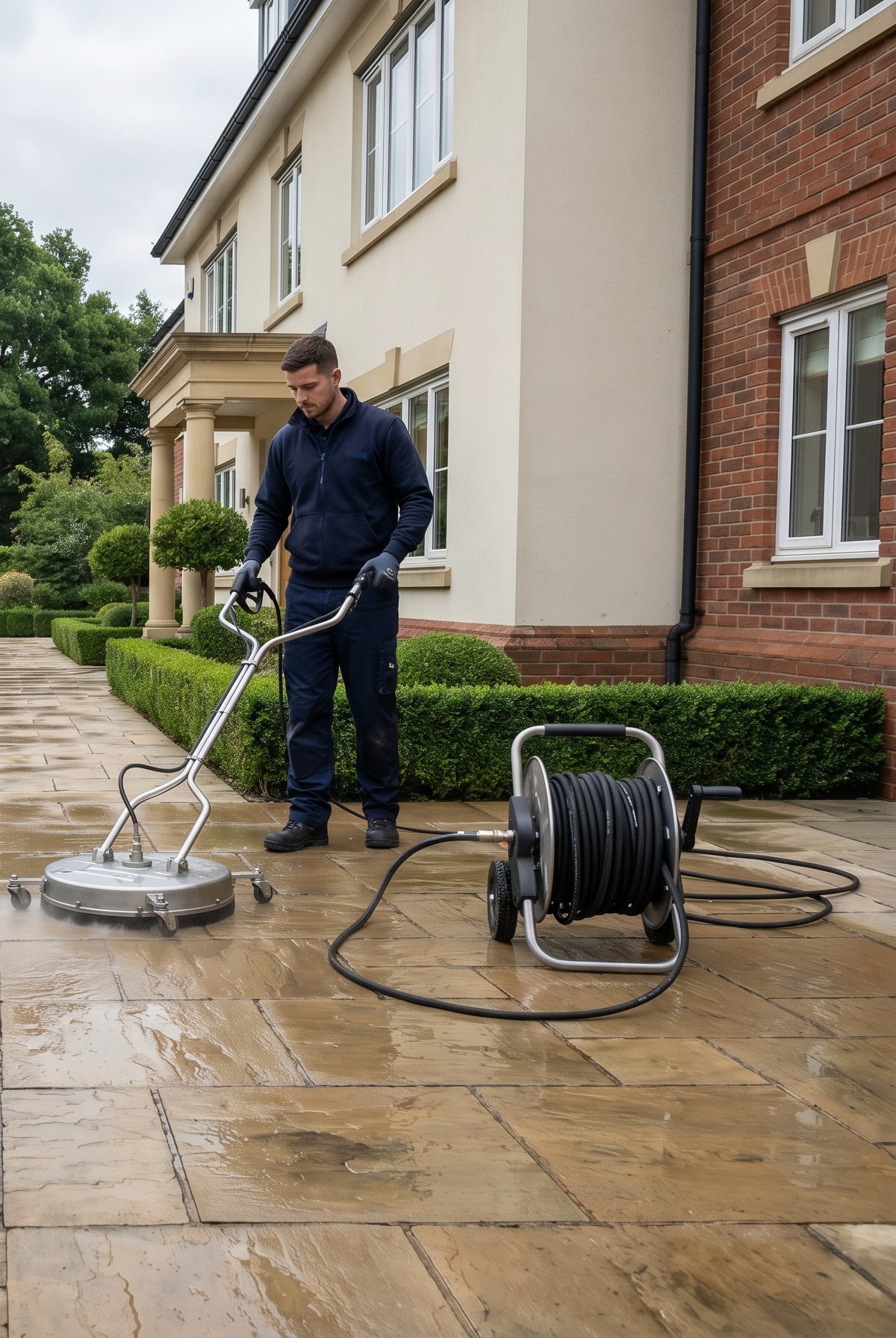 Cleaner section of the same Clifton driveway after the paving had been restored and brightened.